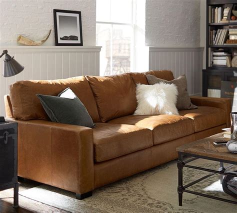 pottery barn leather sofa